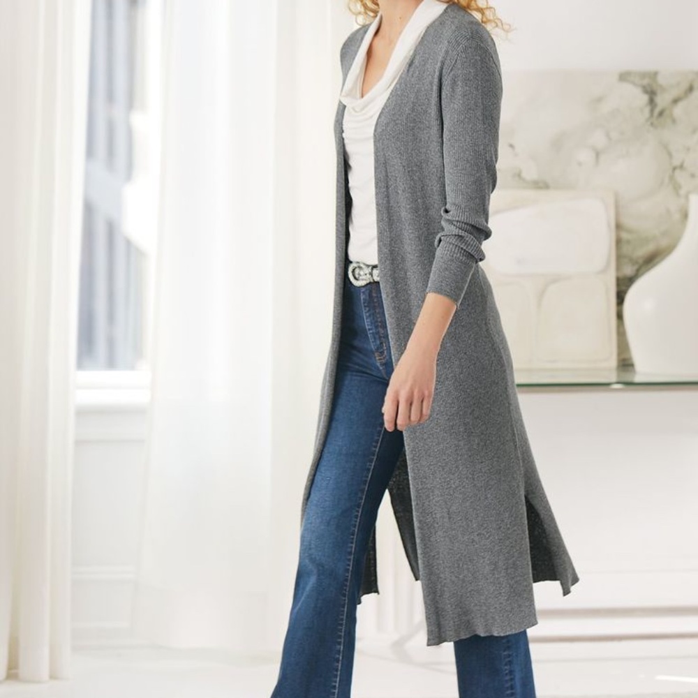 Soft Surroundings Ribbed Seater Mid Length Cardigan